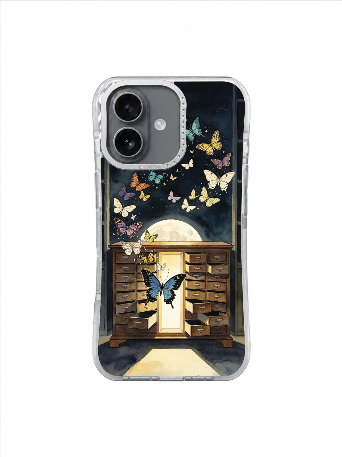 Cabinet of Released Dreams iPhone 17 Case – Moonlit Specimen Door artwork