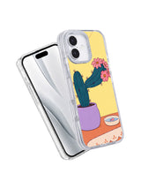 Angled front and back view of A Cactus Borrows a Collar transparent iPhone case