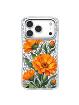 Orange Orbit calendula artwork for iPhone 17 Pro case
