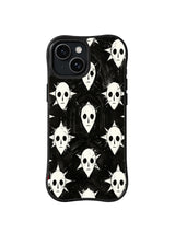 Broken Halo Vigil mask spirit artwork on black iPhone 15 Plus case