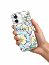 Candy floral art iPhone 17 case held in hand