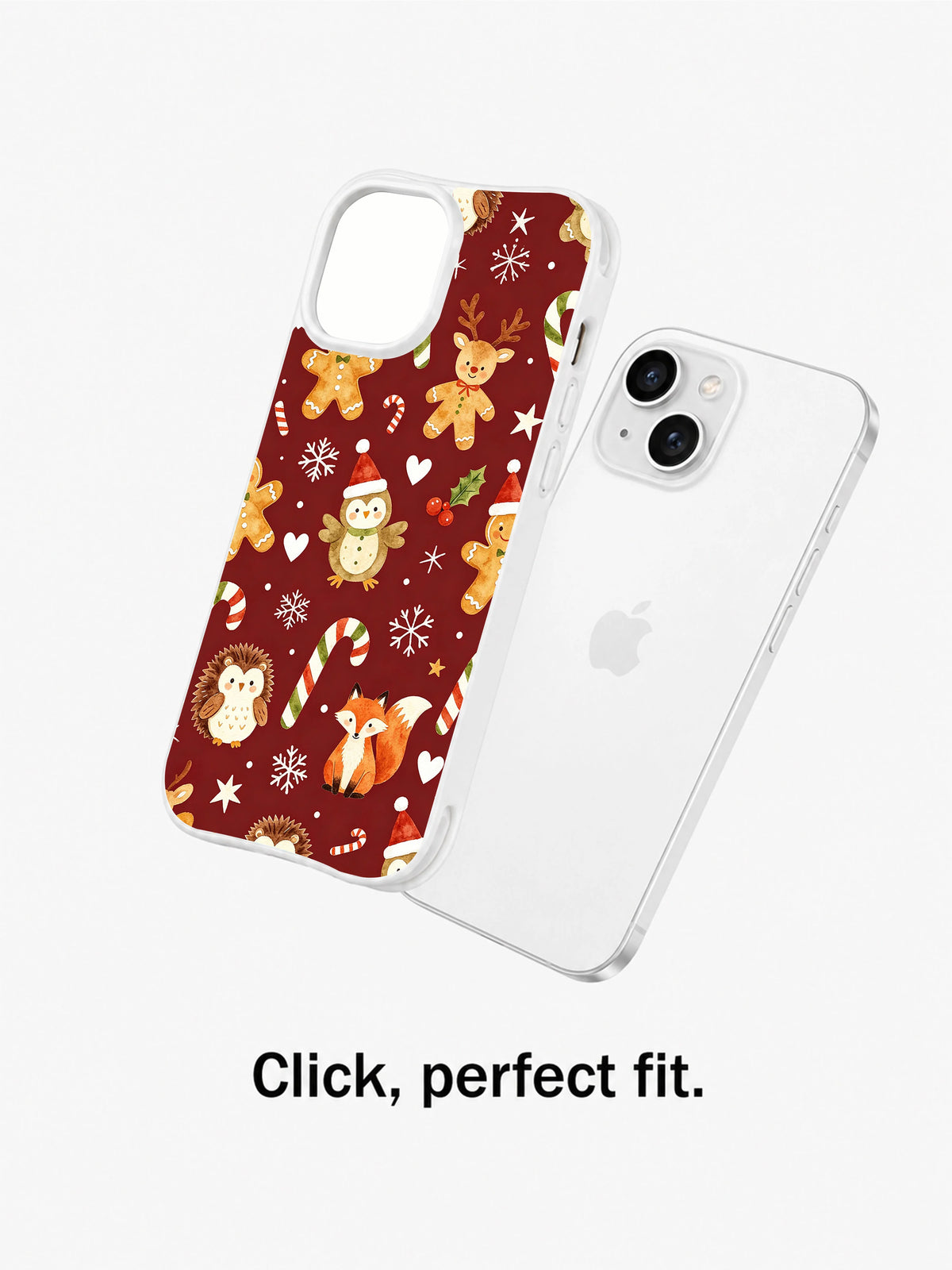 Candy Cane Christmas Forest iPhone 14 Plus case fit view