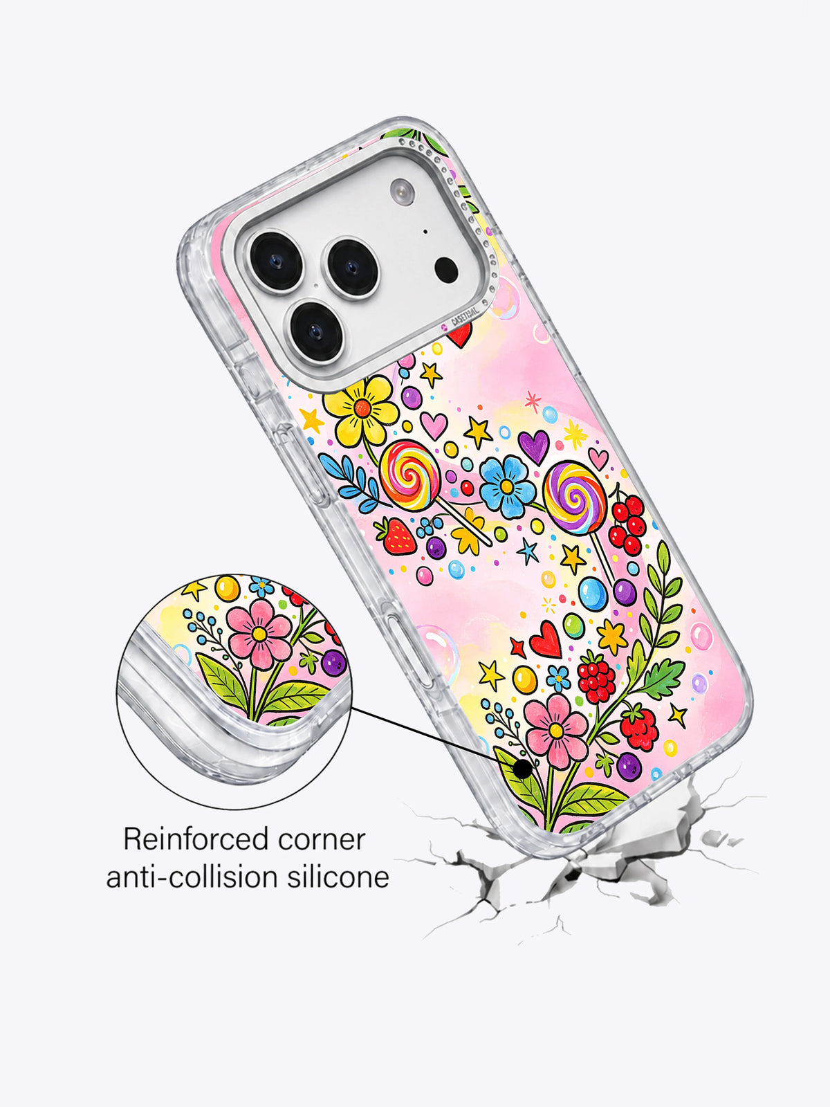 Candy Flower Wonderland rhinestone camera frame detail
