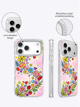 Colorful lollipop and flower illustration detail on phone case