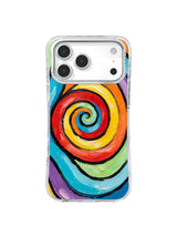 Painted Candy Whirlpool: Broad painted rings form a red, yellow, green and blue whirlpool.