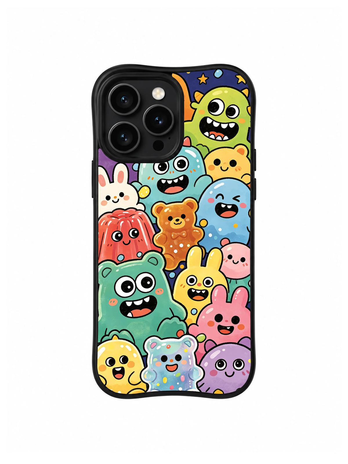 Gummy Friend Universe: Pastel gummy-like creatures form a dense friendly crowd.