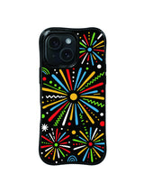 Color Burst radiating doodle iPhone 15 Pro case
