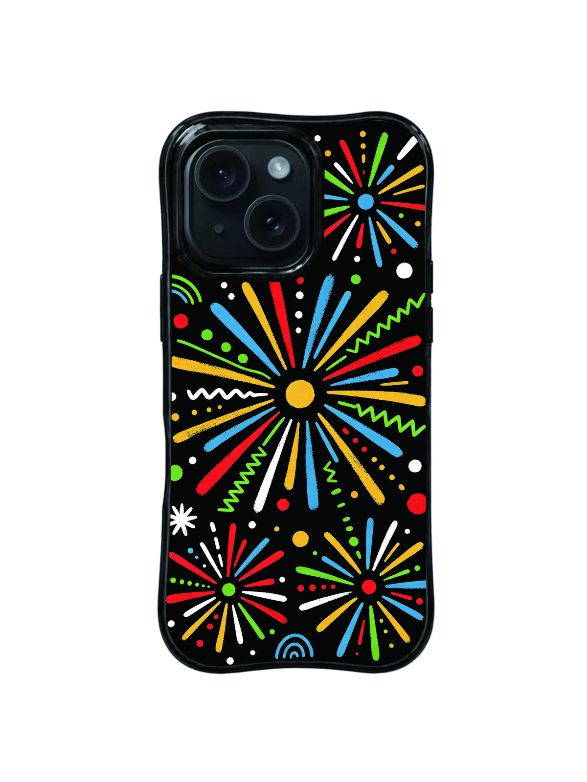Color Burst radiating doodle iPhone 15 Pro case