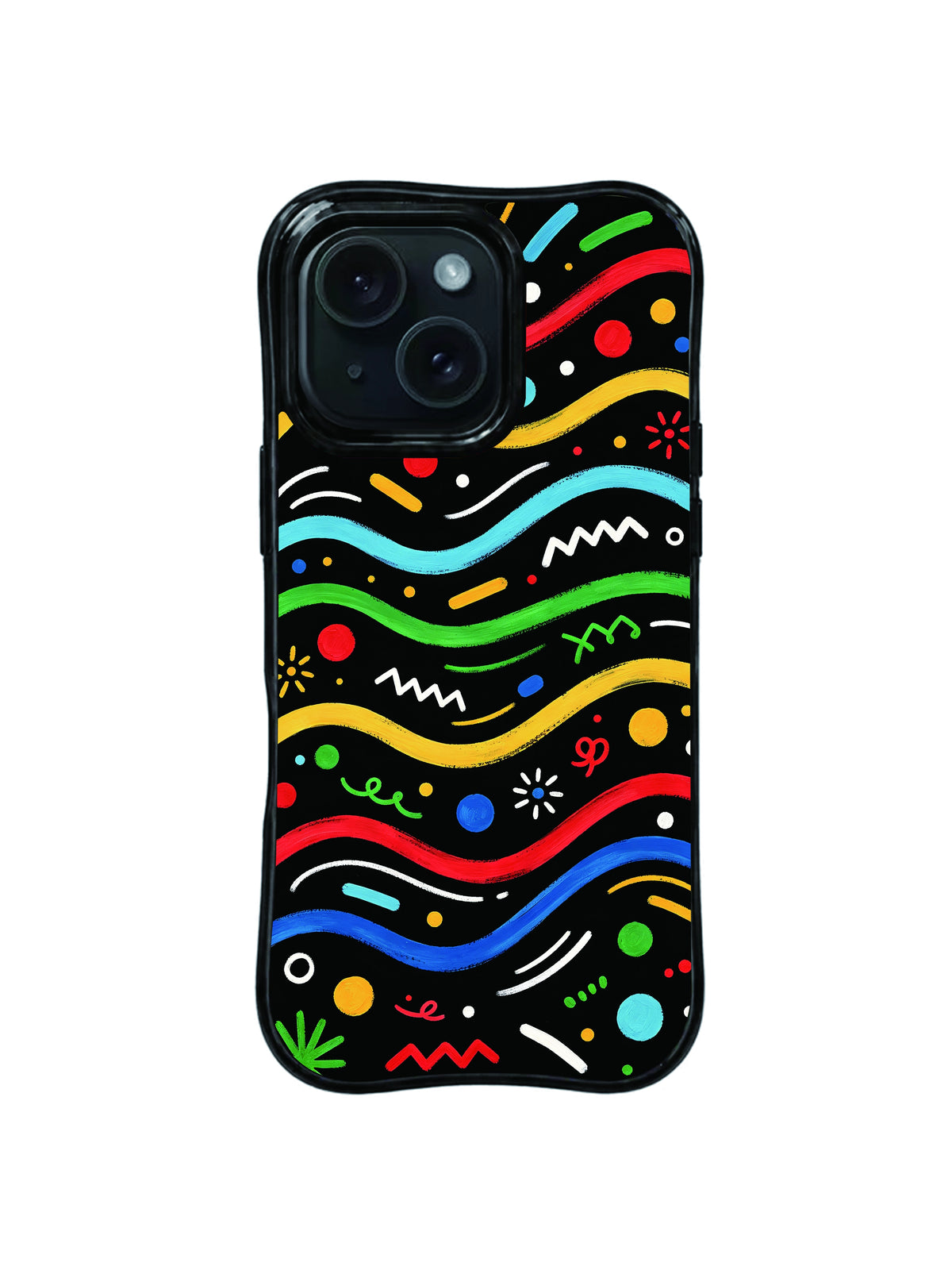 Ribbon Wave colorful line art iPhone 15 Pro case