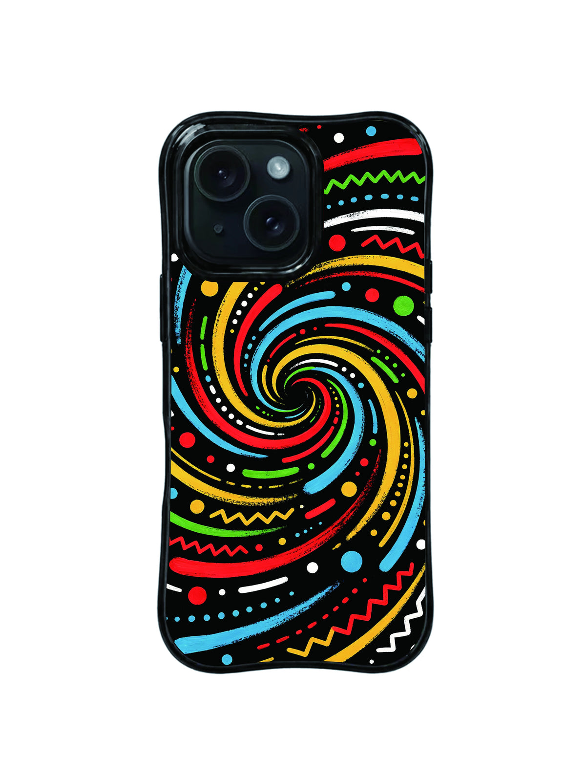 Swirl Rush rainbow line pattern iPhone 15 Pro case