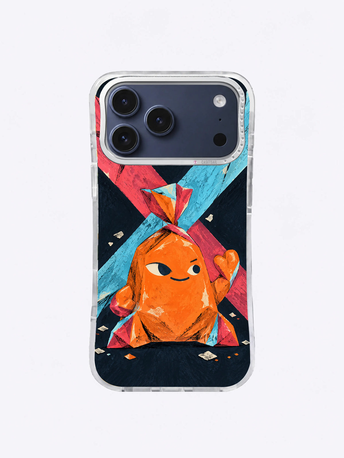 The Candy That Said Enough cyan fold artwork on an iPhone case
