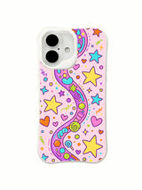 Rainbow Candy Ribbon: Large stars mix with a flowing rainbow candy ribbon, hearts and sweets.