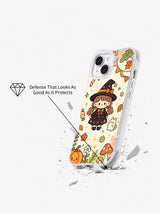 Candy Witch Forest Party iPhone 14 case shown in a drop demonstration