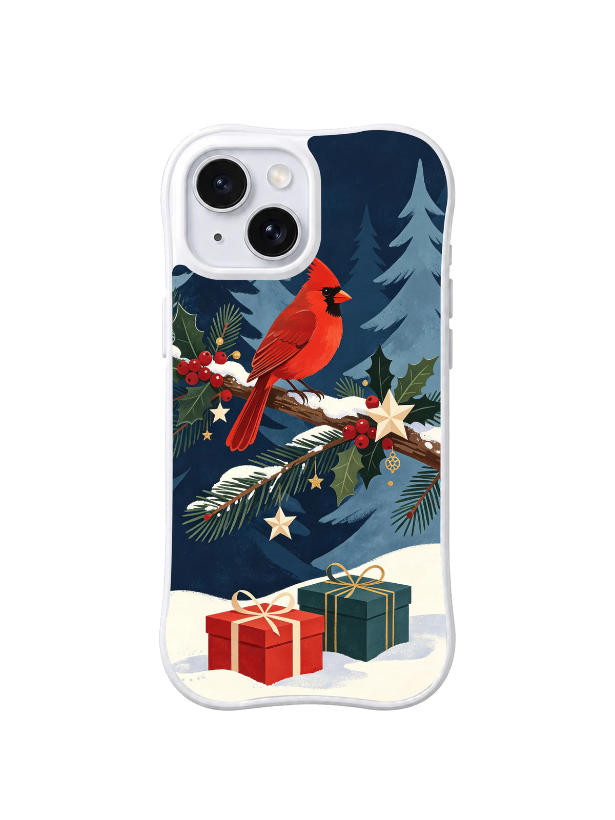 Cranberry Gift Garden cardinal artwork on an iPhone 14 case