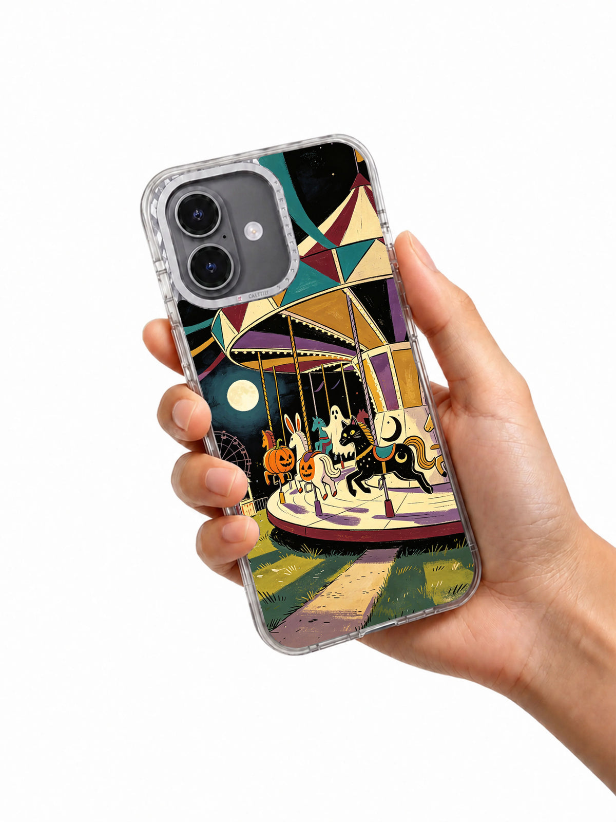 Carousel After Silence iPhone 17 Case held in hand