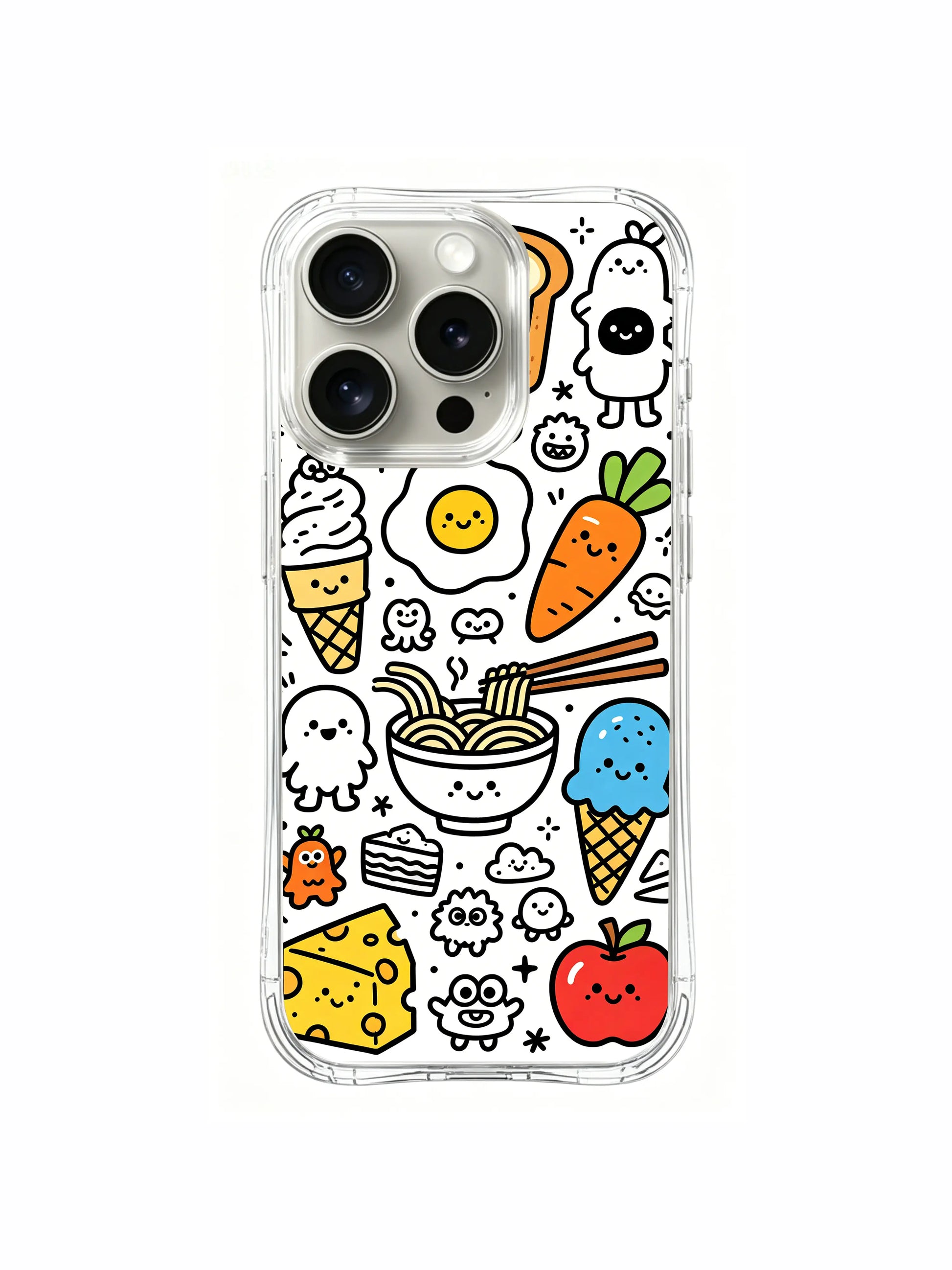 Relaxed chatting food residents artwork iPhone 15 pro Case, US-made premium phone casing, minimalist cute art phone cover designed by PhoneCasing.