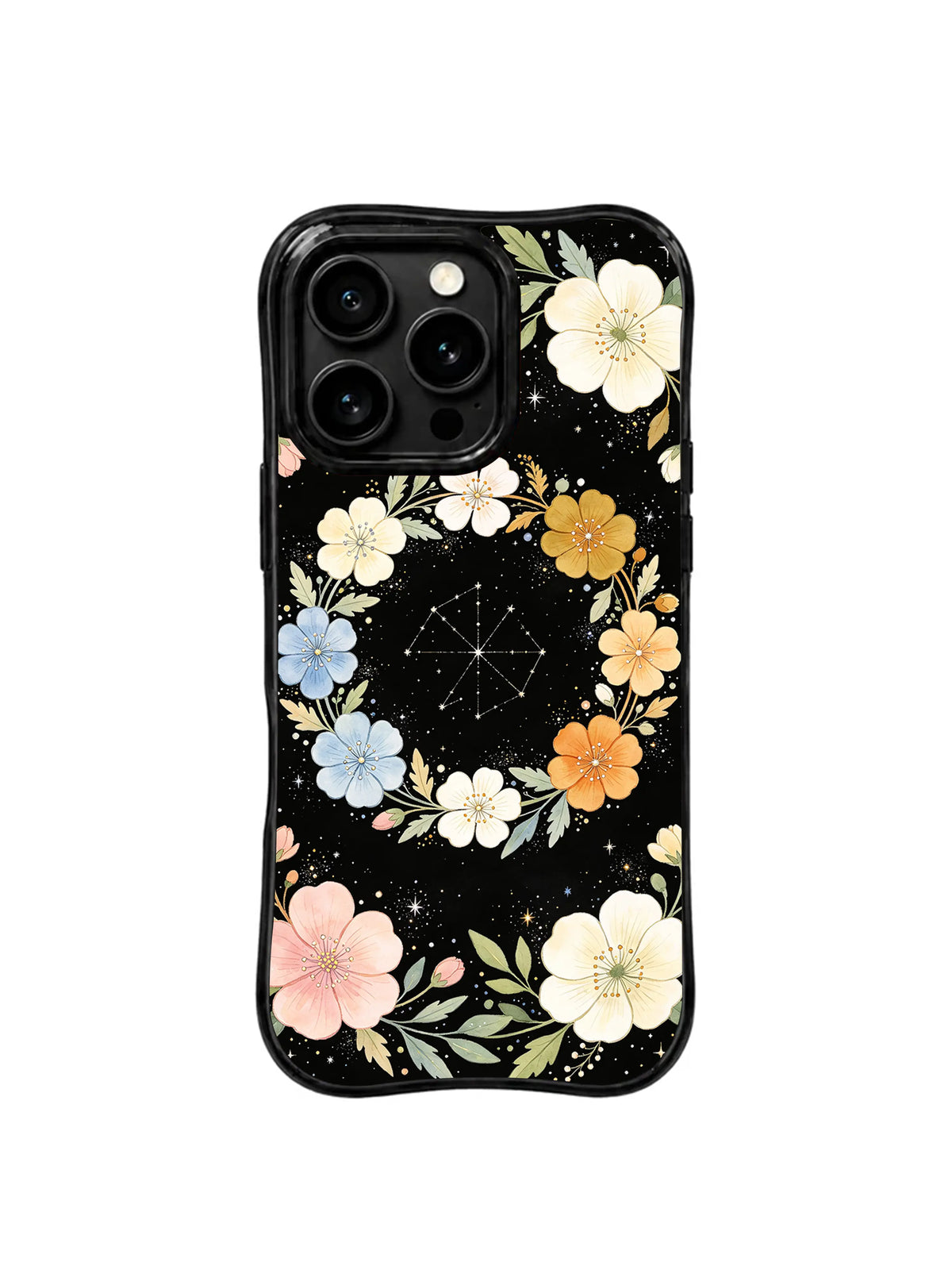 Celestial Bloom Orbit pattern iPhone 15 Pro case