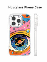 Colorful cosmic eye phone case front and side view