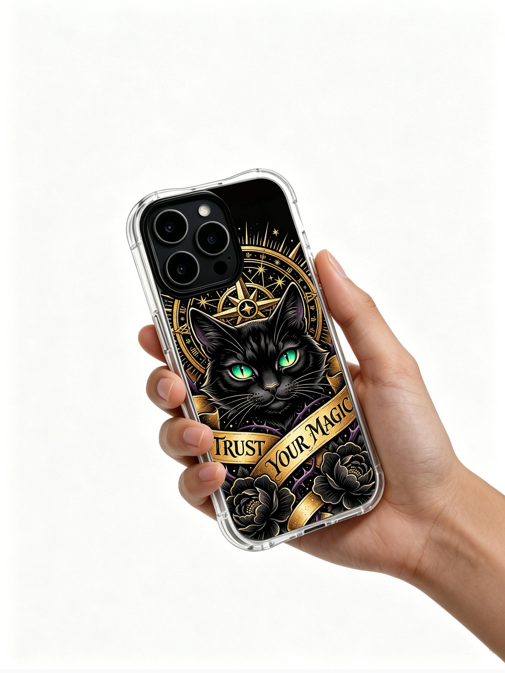 Celestial guardian lynx PhoneCasing, premium iPhone 14 Plus Case with star-map geometric design, shockproof protective phone casing.