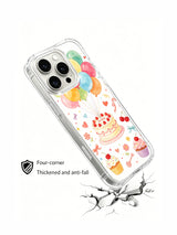 Sweet Birthday Candy Land: Çatlak yüzey çiziminin üzerinde açılı gösterilen desenli kılıf.