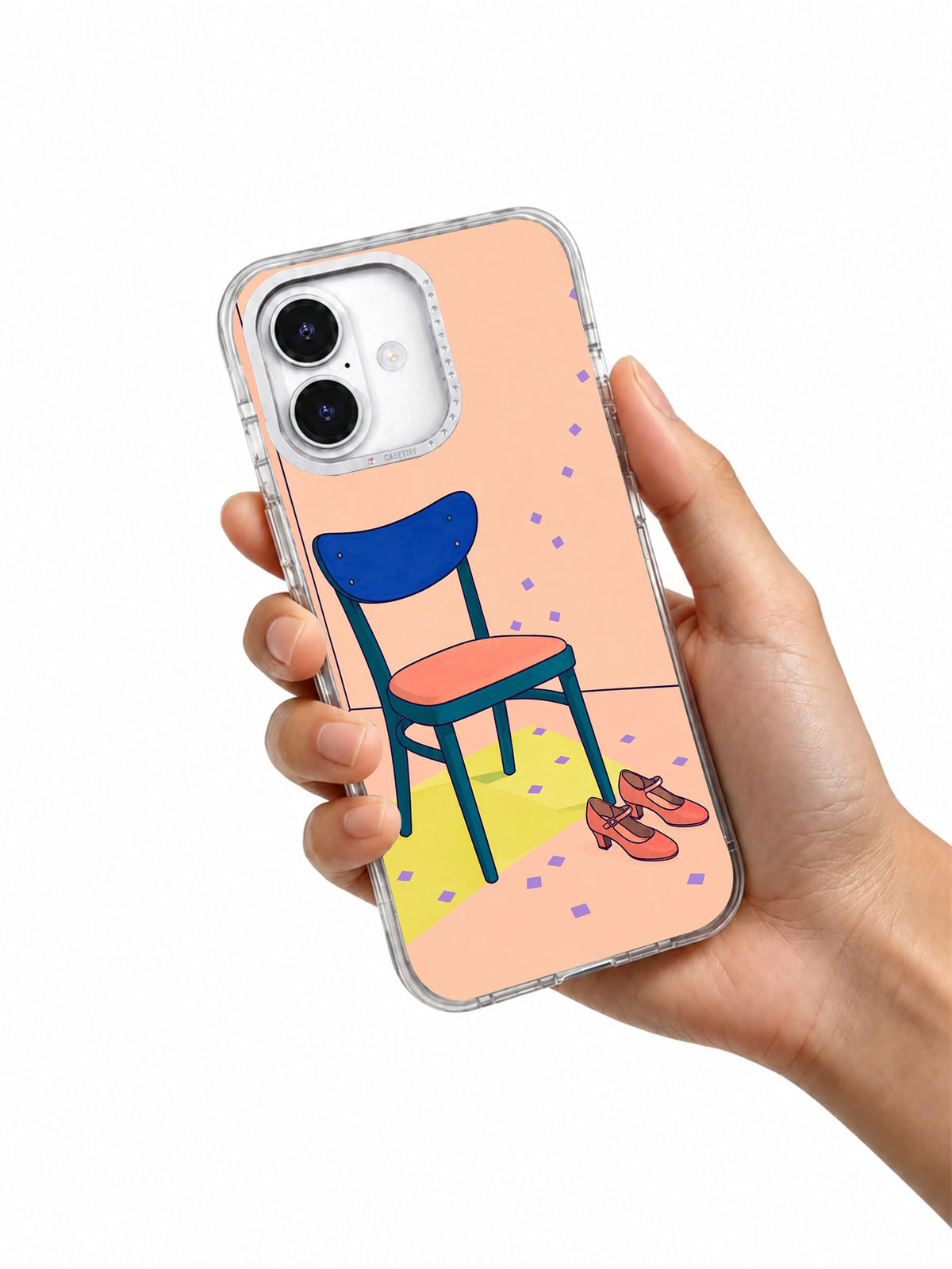 A Chair Saves the Last Dance iPhone 17 case shown naturally in hand