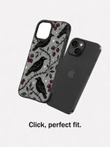 Charcoal Raven Wild Berry: case shown separately beside a phone.