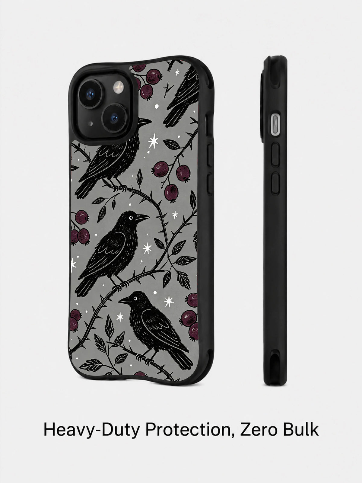 Charcoal Raven Wild Berry: rear and side presentation of the case.