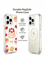 Cherry Birthday Garden: Illustrated rear case beside a second rear phone view.