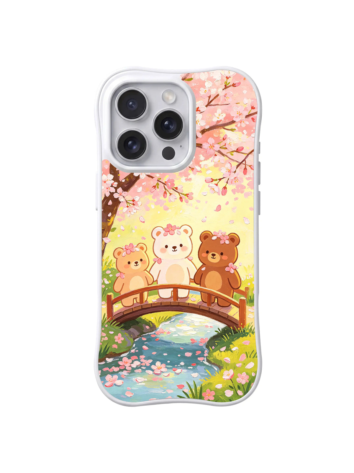 Sakura Bridge Trio pattern on iPhone 14 Pro Max case