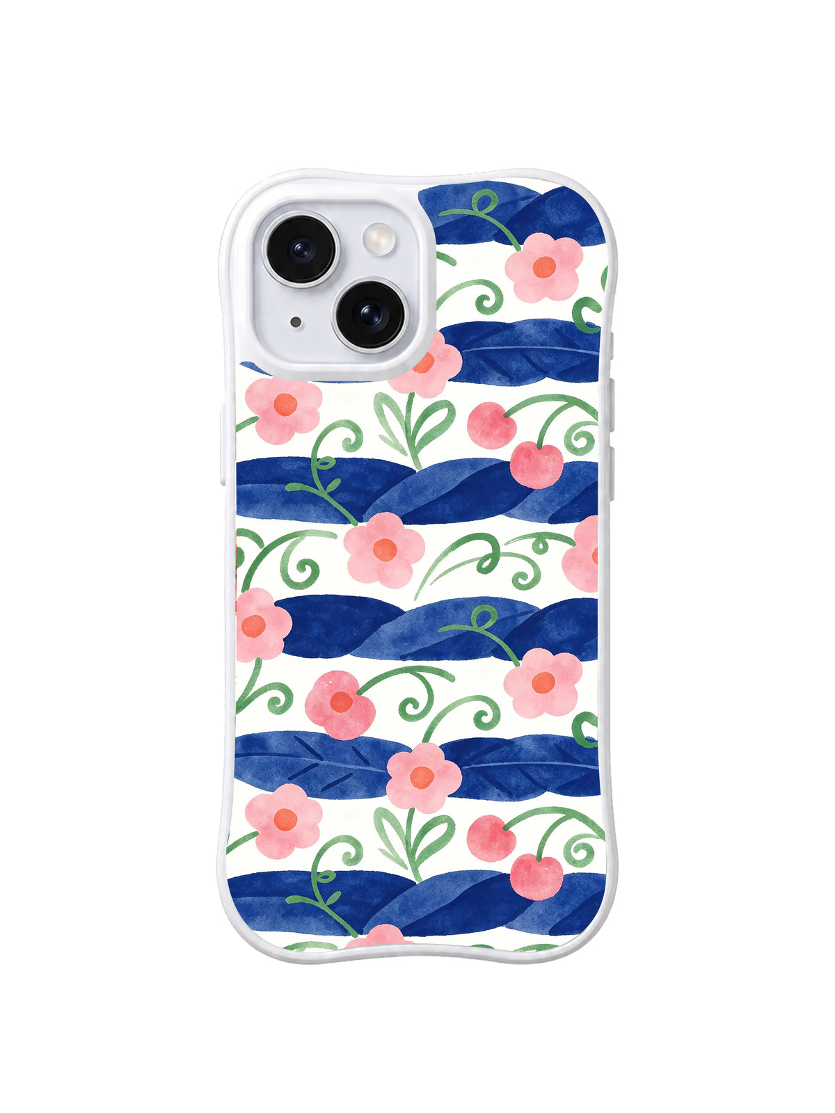 Blue Ribbon Blossom Rows iPhone 14 case pattern