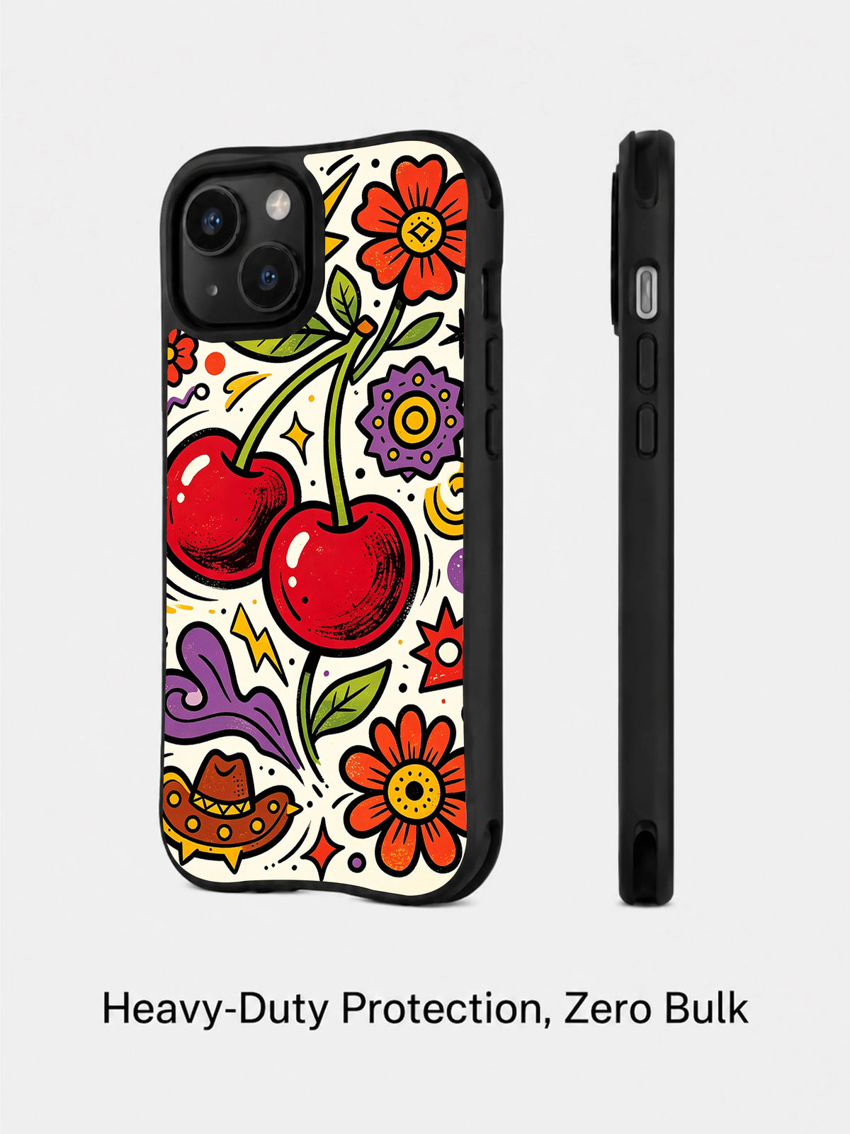 Cherry Cowgirl Bloom iPhone 15 Plus case side profile