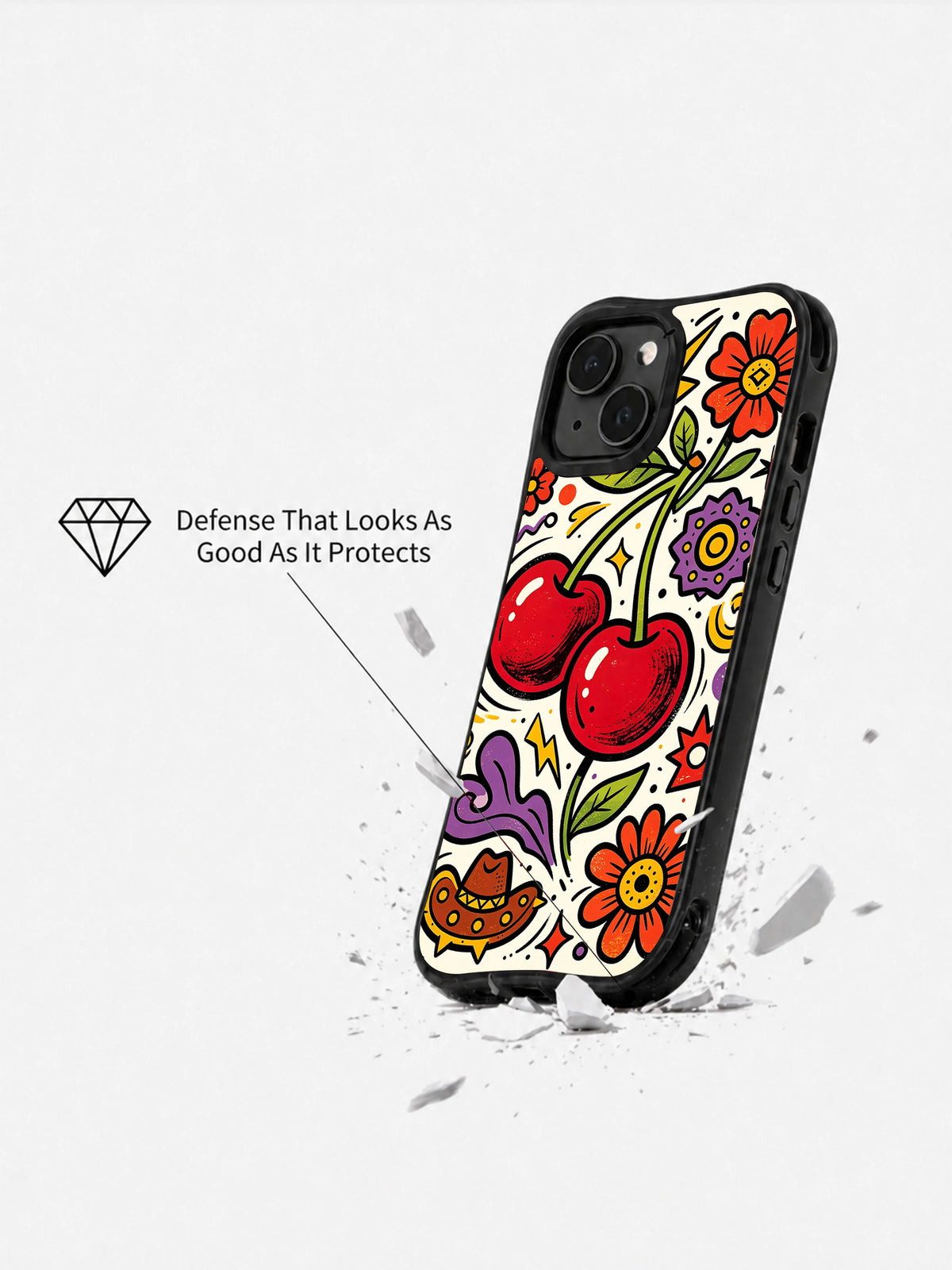 Cherry Cowgirl Bloom protective iPhone 15 Plus case