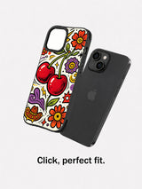 Cherry Cowgirl Bloom iPhone 15 Plus case fit view
