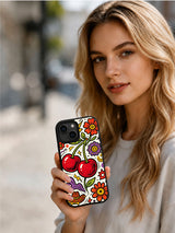 Cherry Cowgirl Bloom iPhone 15 Plus case lifestyle view