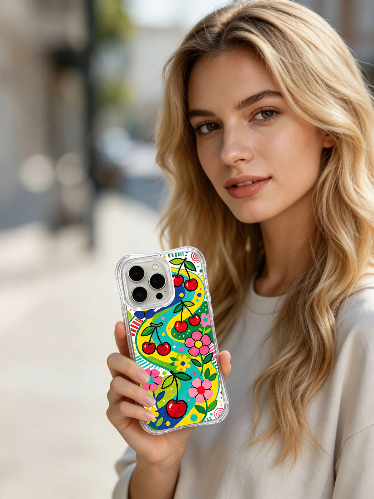 Product or handheld view of the Cherry Magic Playground case