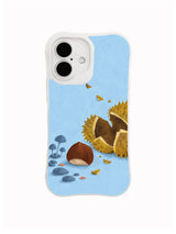 Courage roll iPhone case pattern with smooth chestnut beyond its opened burr