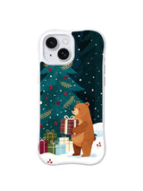 Midnight Gift Tree bear winter artwork on an iPhone 14 case