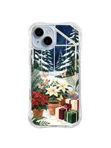Christmas greenhouse plants, butterflies and wrapped gifts iPhone 14 case, pattern three