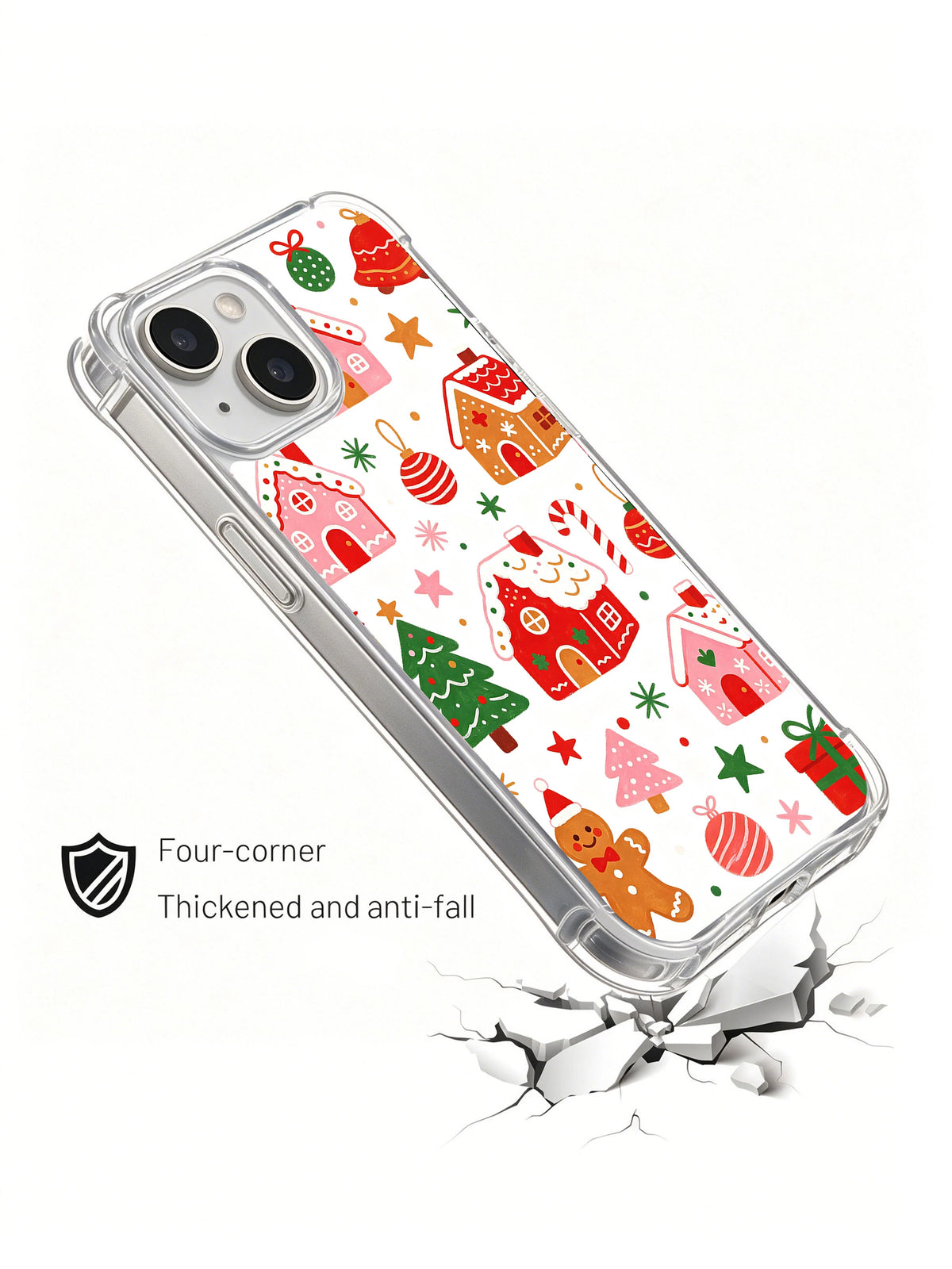 Christmas Candy Village: Angled case above an illustrated cracked surface.