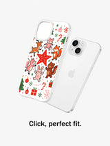 Christmas Forest Party Animals: Illustrated case shown separately beside a phone.