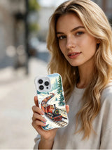 Christmas Rail Through Pines white iPhone 16 Pro case lifestyle view