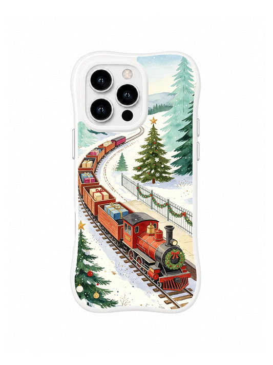 Christmas Rail Through Pines iPhone 16 Pro case in Star Freight Curve artwork