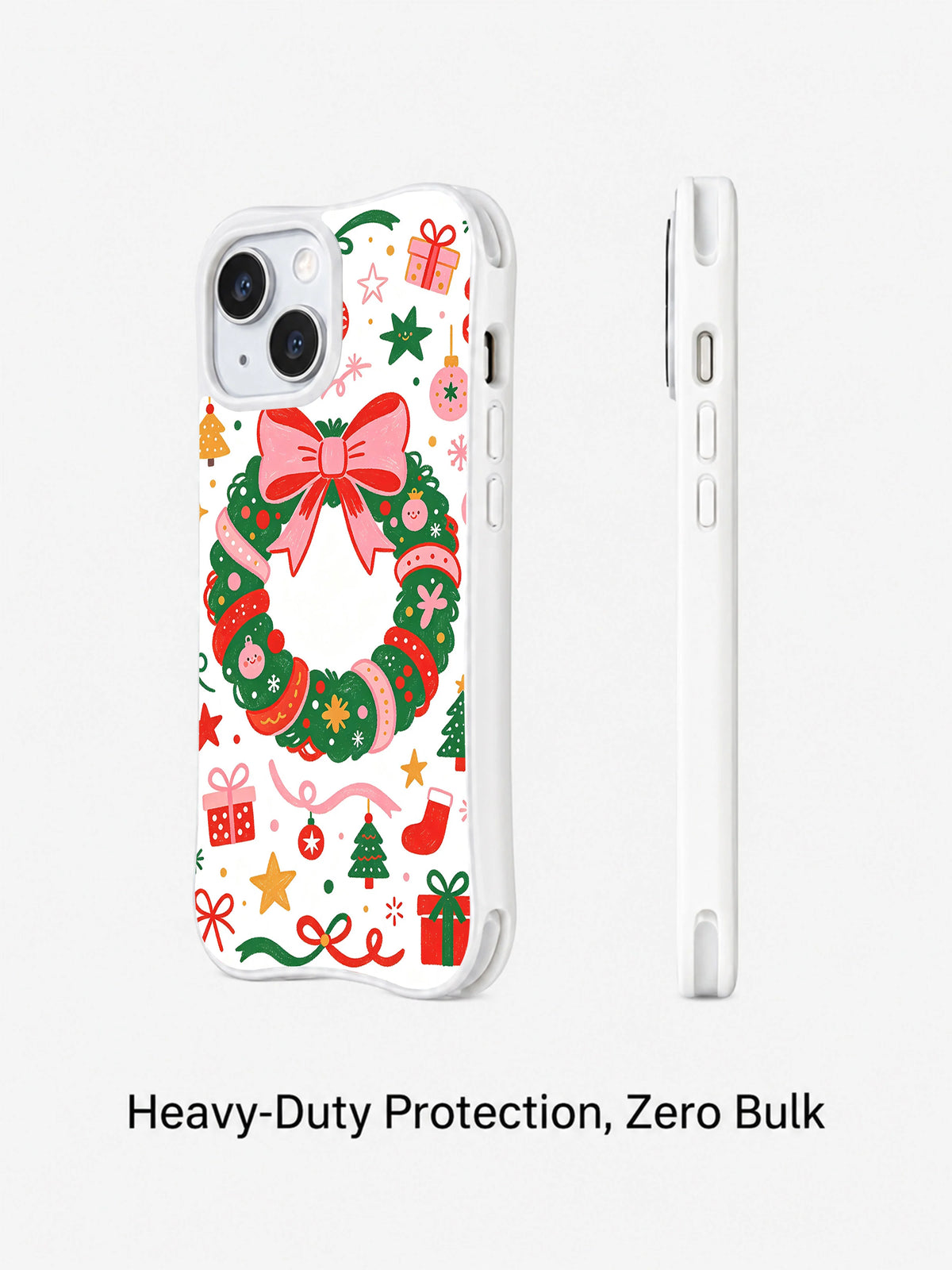 Christmas Ribbon Wonderland: Desenli kılıfın arka ve yan görünümleri.