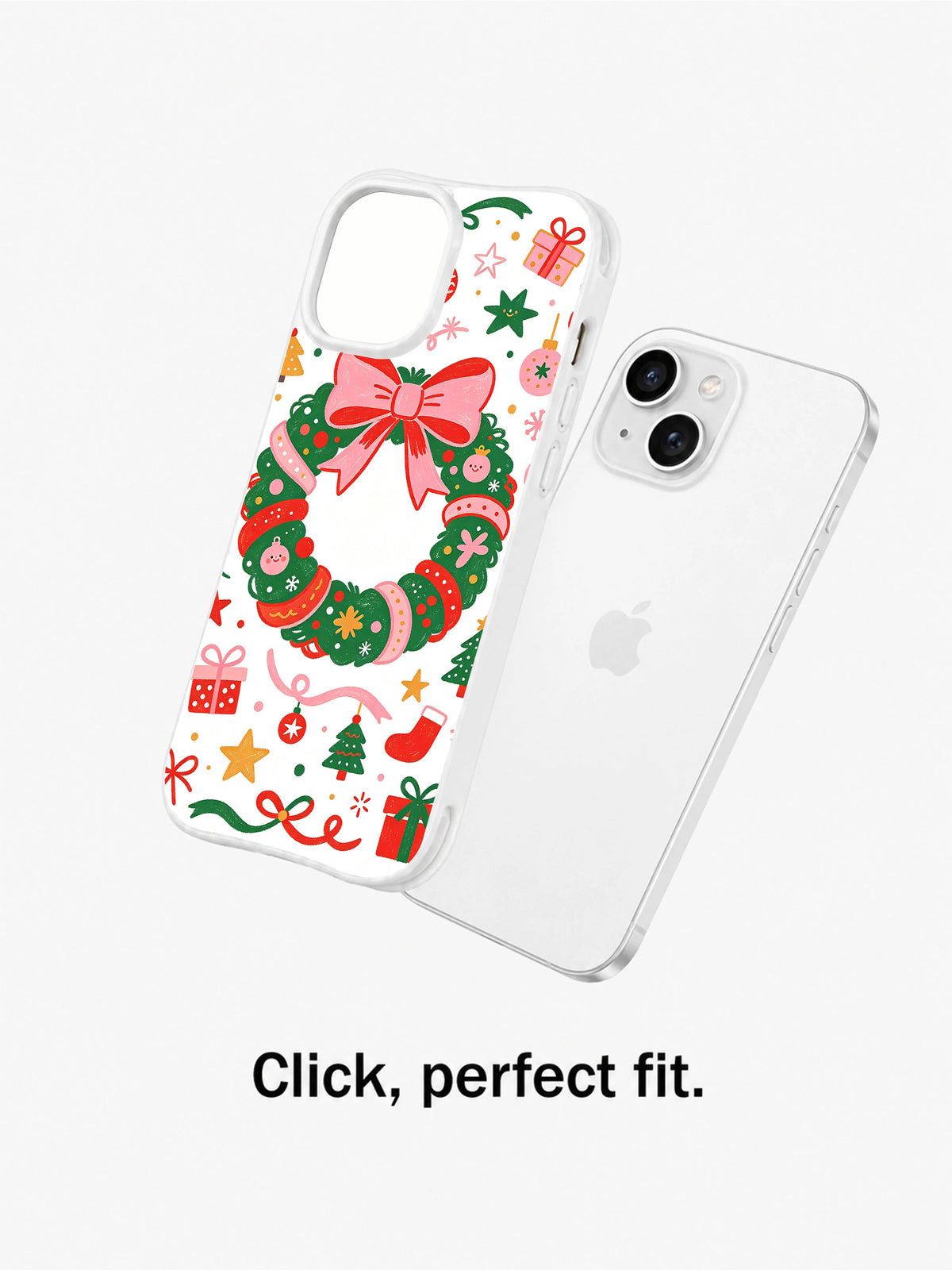 Christmas Ribbon Wonderland: Telefonun yanında ayrı gösterilen desenli kılıf.