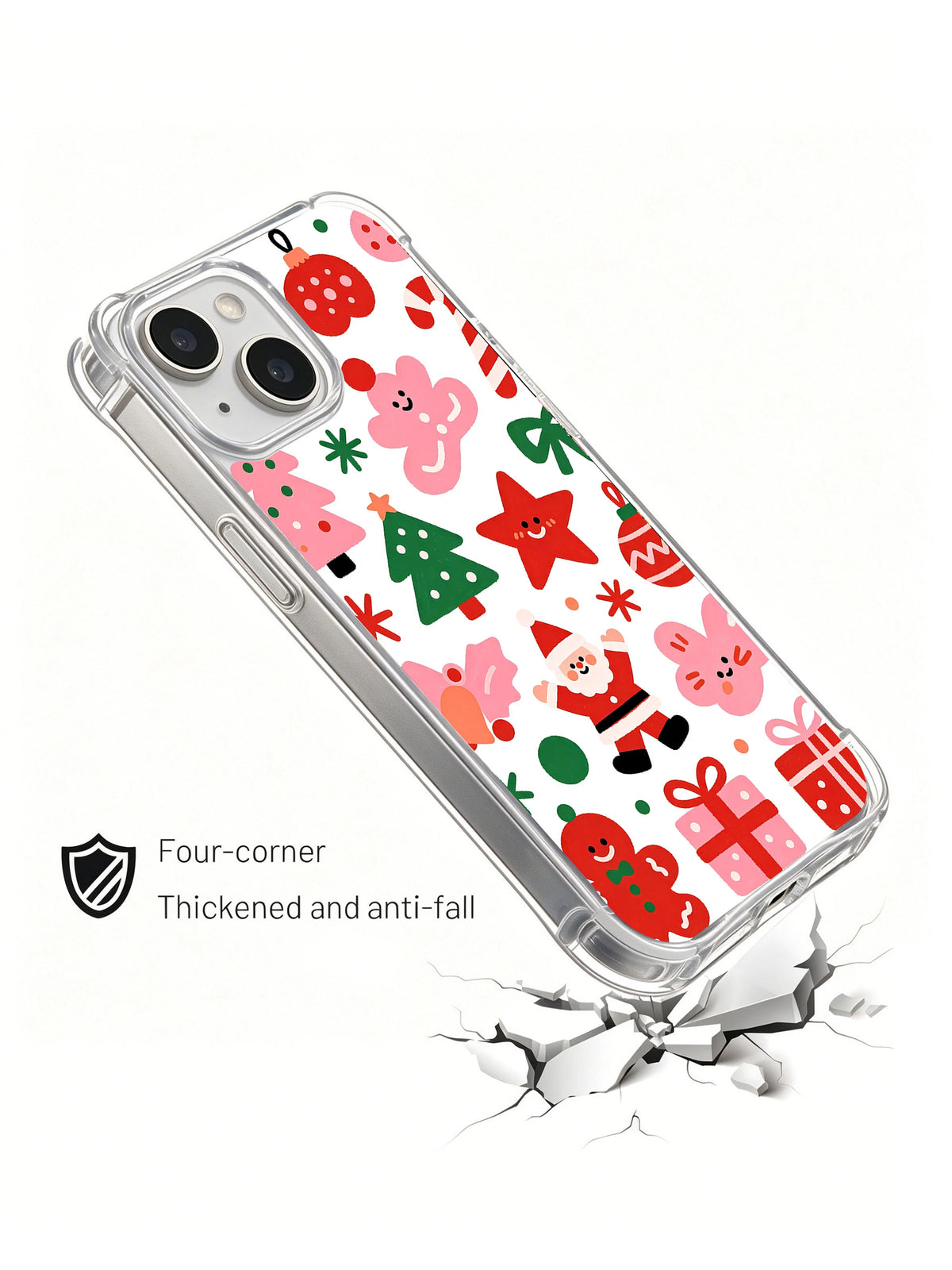 Christmas Starry Celebration: Angled case above an illustrated cracked surface.