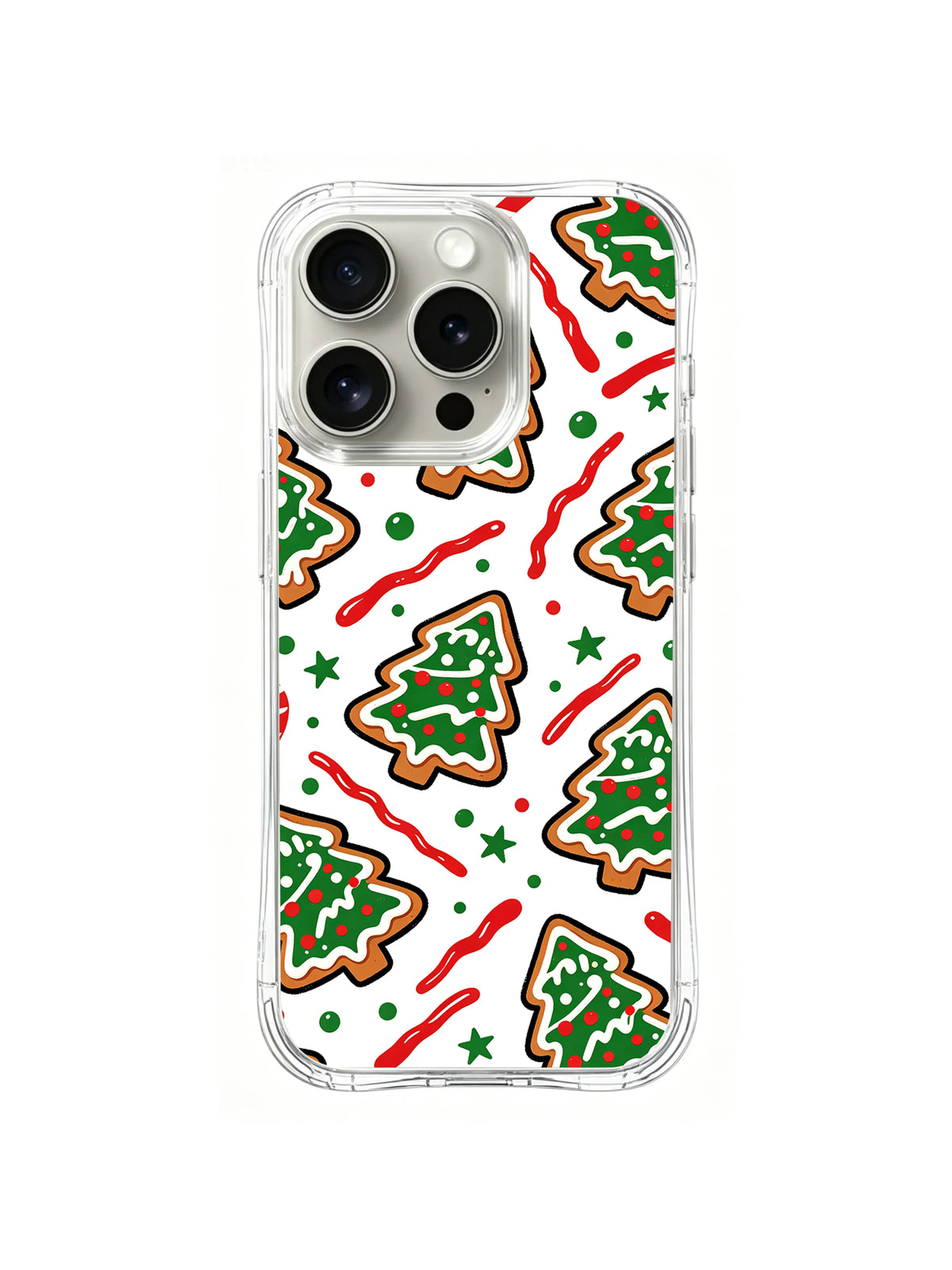 Christmas Sugar Picnic / Green Cookie Trail: Green trees, short wavy red lines and small green stars.