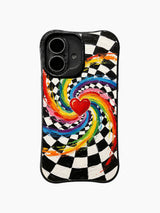 Rainbow Heart Vortex pattern iPhone 16 Plus case