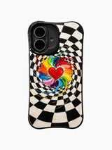 Rainbow Love Cyclone pattern iPhone 16 Plus case