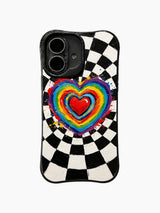 Heart Trail Through Time pattern iPhone 16 Plus case