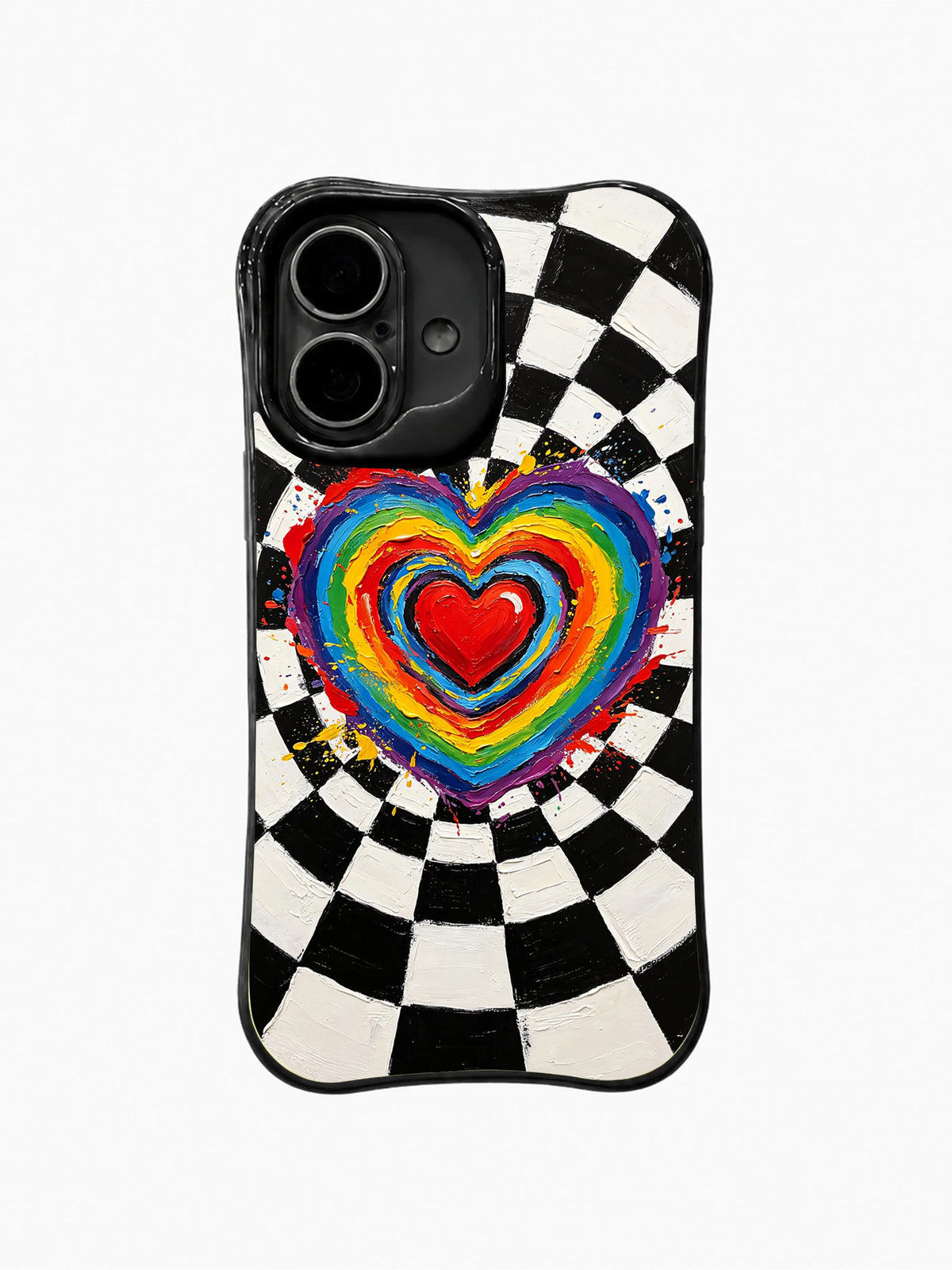 Heart Trail Through Time pattern iPhone 16 Plus case